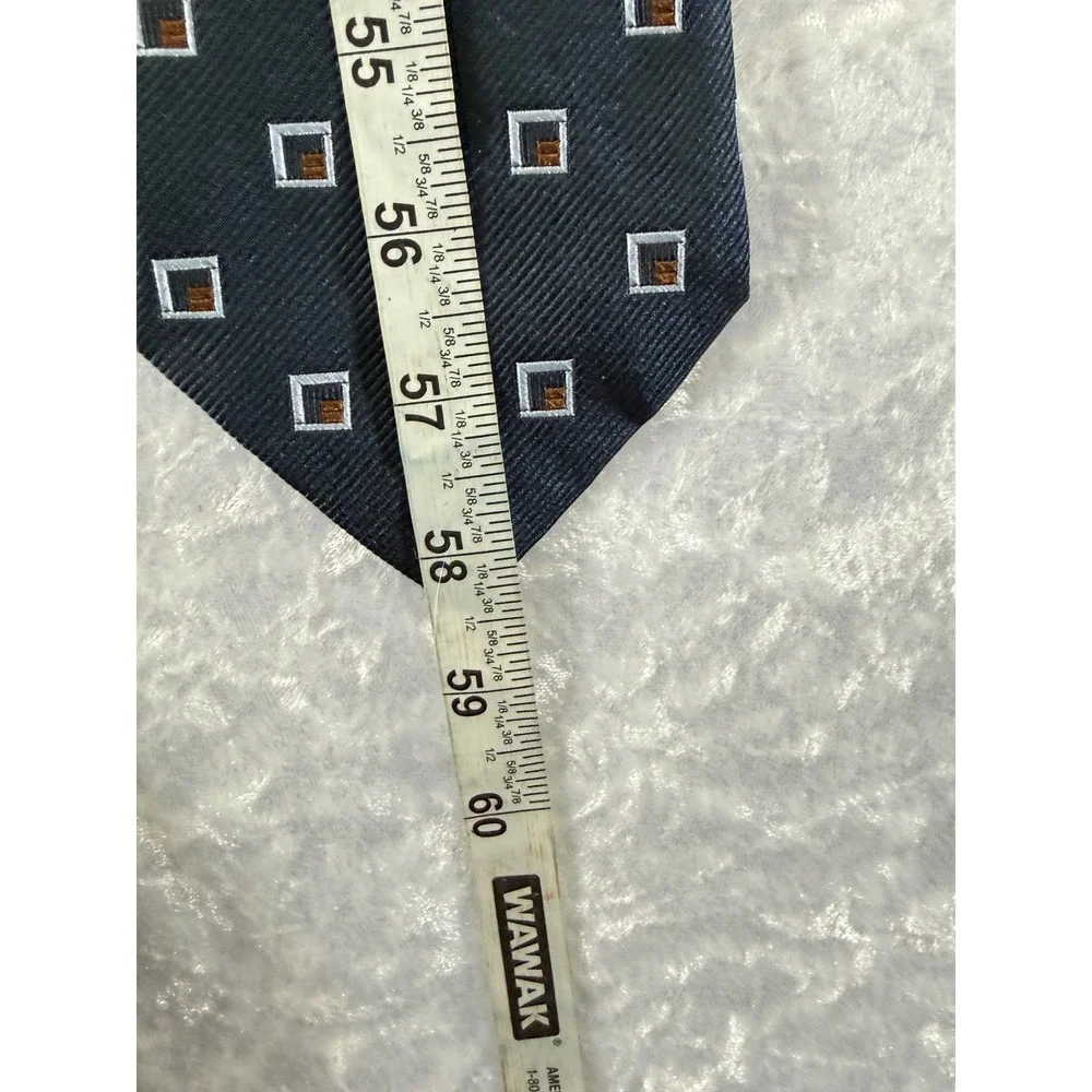 Ermenegildo Zegna Navy Blue Silk Geometric Pattern Mens Neck Tie
